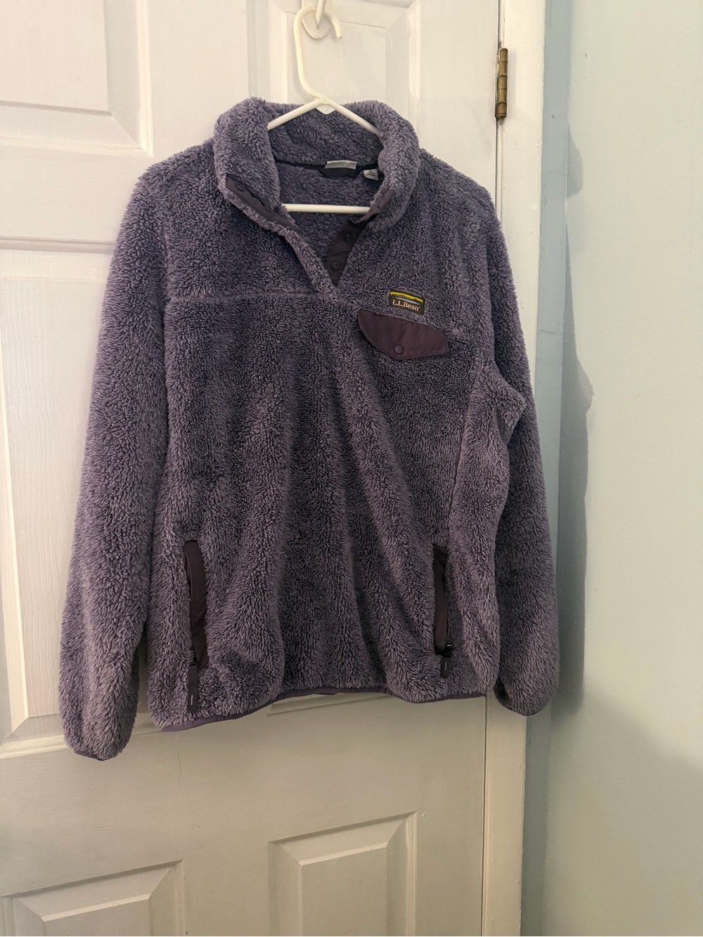 L.L.Bean Women’s L Hi Pile Sherpa Fleece Snap Pullover Purple Jacket